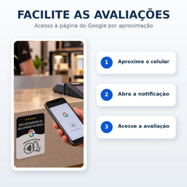 Como funciona: aproxime o celular, abra a notificação e acesse a avaliação Como funciona: aproxime o celular, abra a notificação e acesse a avaliação